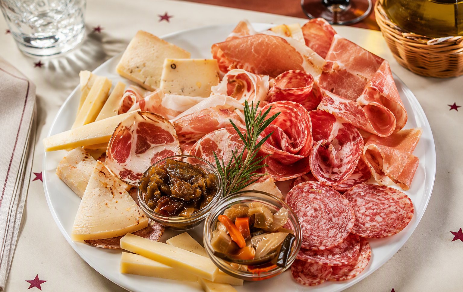 L'antipasto della Locanda con salumi, pecorini e sottoli